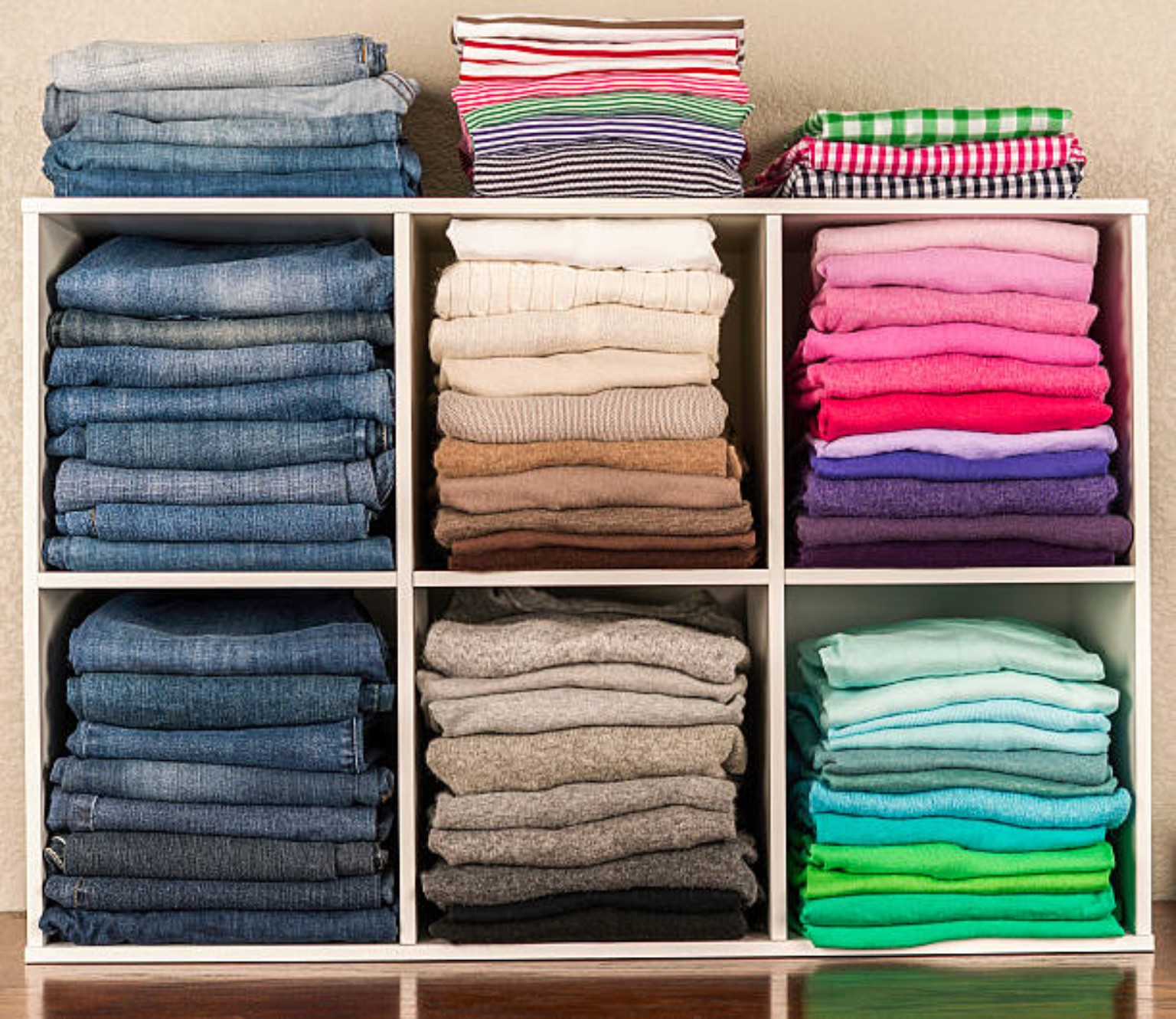 Organized folded clothes